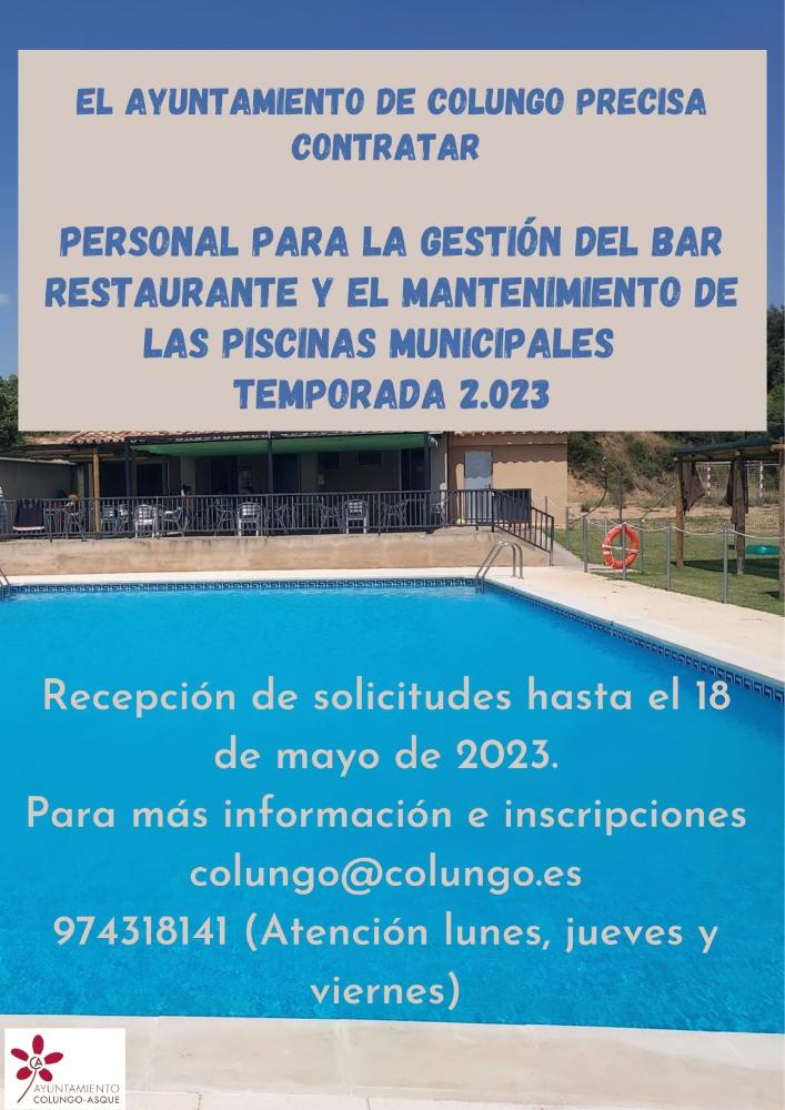 Imagen: Cartel informativo para la contratación de la gestión de las piscinas municipales de Colungo.